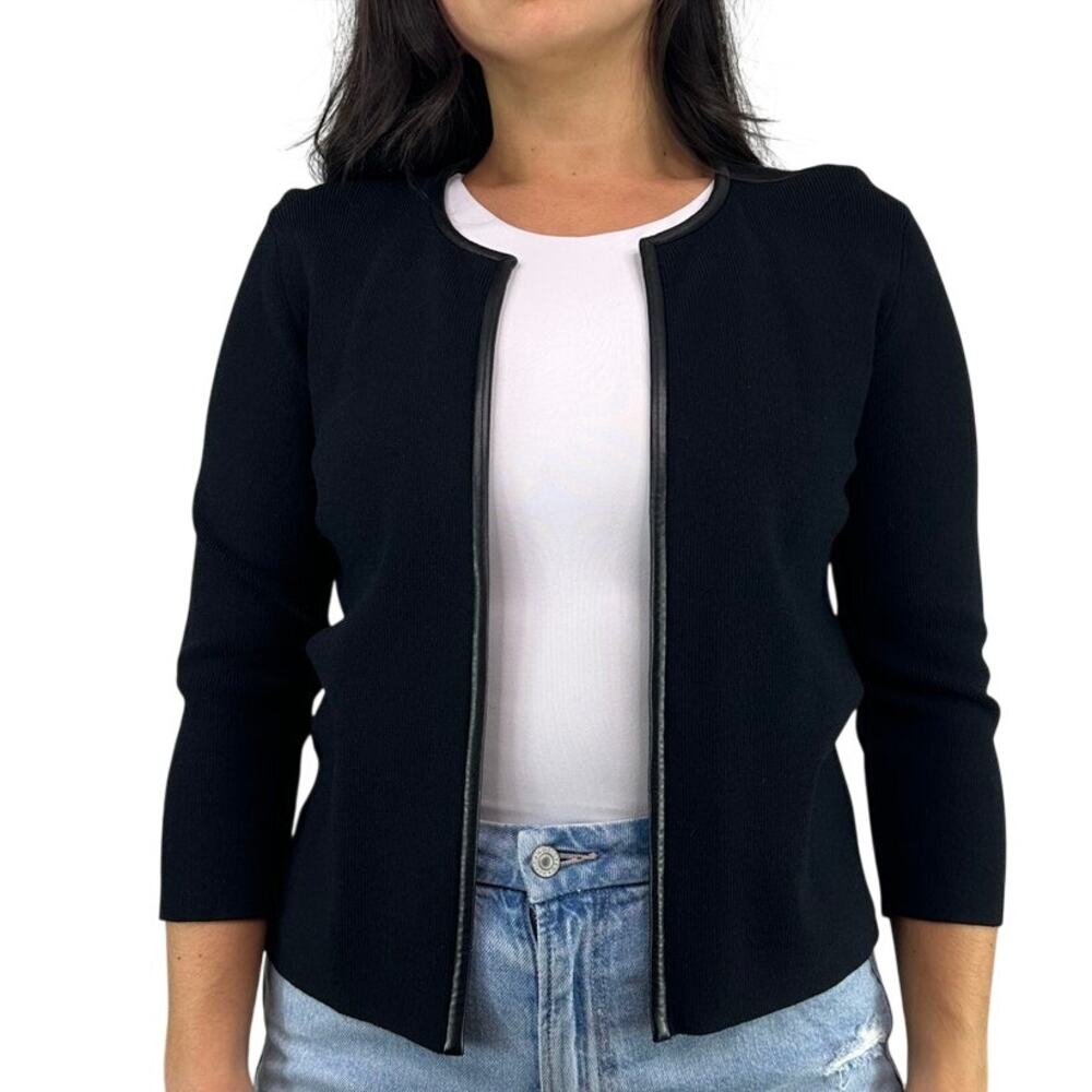 Classiques Entier Open Front Black Knit Cardigan
